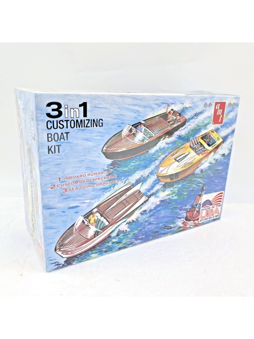 AMT  1056/12 Customizing Boat (3-in-1) 1:25-Dragster-Runabout-Speedboat-USA Made